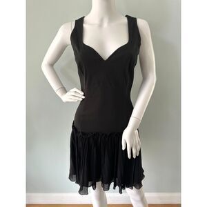 Vintage Moschino Cheap and Chic Black Drop Waist Dress Pleated Ruffle Mini 10